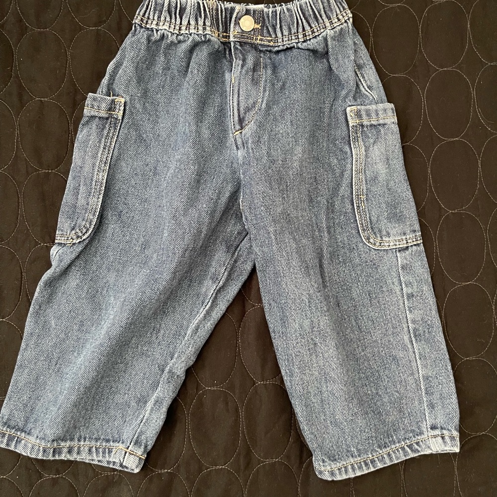 Zara Kids Blue Denim Cargo Jeans